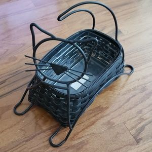 Longaberger wrought iron cat with basket and prote